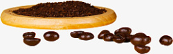 咖啡豆豆咖啡粉和咖啡豆木盘手冲咖啡高清图片