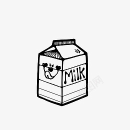 简笔手绘一盒牛奶素材图标