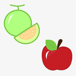 卡通水果苹果哈密瓜矢量图素材