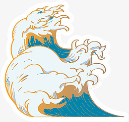梦幻唯美国潮浪花翻滚png免抠素材_新图网 https://ixintu.com 唯美 国潮 浪花 海洋 插画 手绘