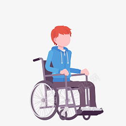 卡通坐轮椅的病人免抠图png免抠素材_新图网 https://ixintu.com 灰色的椅子 生病的男孩 动漫人物 卡通动漫 蓝色衣服 免抠图 卡通人