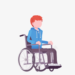 卡通坐轮椅的病人免抠图素材