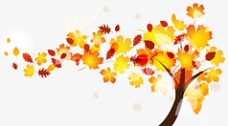 立秋手绘枫叶落叶树矢量素材素材