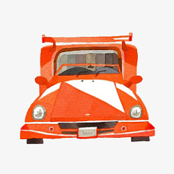 橙色小汽车橙色手绘水彩小汽车高清图片