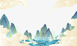 中国风传统山水云纹插画素材