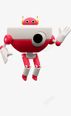 游戏3d图标红机器人素材