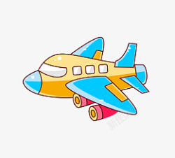 橙色小飞机六一儿童节卡通飞机高清图片