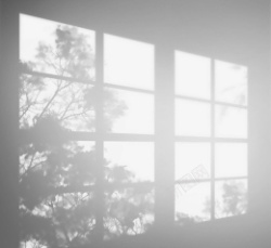 大树影子手绘窗户大树创意影子高清图片