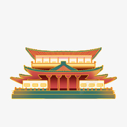 国潮国风建筑物插画素材