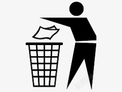 环保扔垃圾垃圾桶标志素材