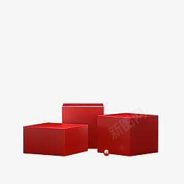 红色产品展示台多个png免抠素材_新图网 https://ixintu.com 红色 展示台 置物 装饰