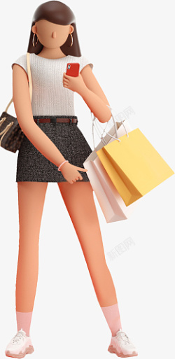 时尚购物女达人C4D购物的女人高清图片