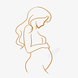 孕妇形象母亲节母亲形象简单线稿免抠PNG素材淤高清图片
