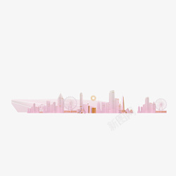 粉红色城市建筑群素材