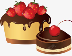 卡通草莓巧克力甜点素材