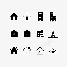 图标黑白建筑房子png免抠素材_新图网 https://ixintu.com 卡通手绘 房子图标 装饰图案 黑白图标 建筑物 图标 房子 高楼