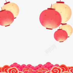 春节元宵大红灯笼装饰元素素材