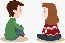 男孩和女孩谈话的两个人卡通人素材