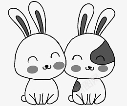 卡通黑白线稿兔子png免抠素材_新图网 https://ixintu.com 卡通 黑白 线稿 兔子