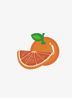 手绘卡通水果橙子一半素材