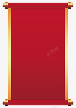 卷轴造型新年红色金边卷轴素材免抠边框高清图片