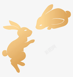 金色兔子中秋节金色兔子剪影高清图片