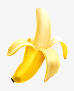 黄色香蕉水果剥皮高清图片