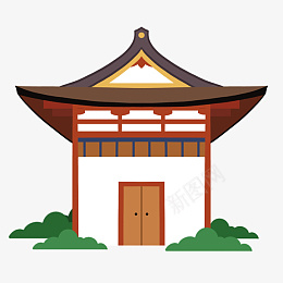 扁平风日式建筑寺庙png免抠素材_新图网 https://ixintu.com 中式建筑 传统建筑 日式建筑 日本建筑 扁平风 寺庙 建筑 房子 日式 日本 植物 绿植