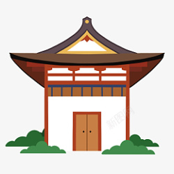 日式传统扁平风日式建筑寺庙高清图片