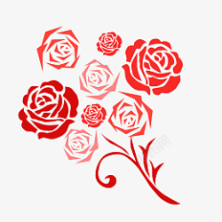 散布红色玫瑰花情人节元素素材