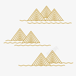 金色远山金色线条山水高清图片