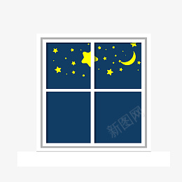 创意晚上窗户星星月亮夜景装饰元素png免抠素材_新图网 https://ixintu.com 装饰图案 创意 卡通 夜景 星星 晚上 月亮 窗户 蓝色 装饰