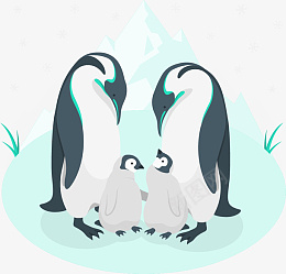 企鹅扁平设计素材png免抠素材_新图网 https://ixintu.com 动物 手绘 卡通 扁平化 树叶 植物 企鹅 设计素材