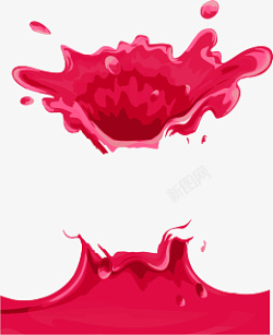 红色粉色液体飞溅素材
