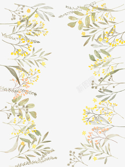 黄色花叶子素材花边素材素材