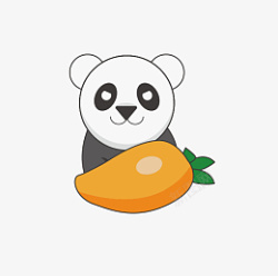 熊猫先生吃芒果素材