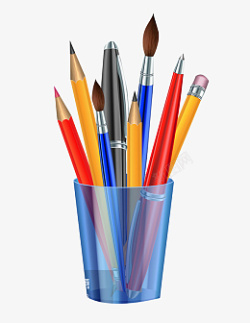 七彩笔笔筒笔写字颜色高清图片