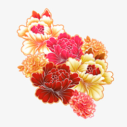 花卉国潮风花朵元素高清图片