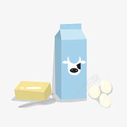 牛奶黄油鸡蛋pngpng免抠素材_新图网 https://ixintu.com 烹饪美食 甜点零食 盒装牛奶 精美贴图 蛋糕西点 小刀 鸡蛋 黄油