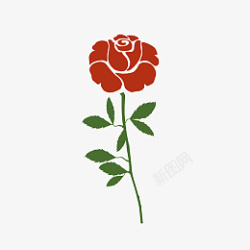 手绘矢量红色玫瑰花浪漫节日植物元素素材