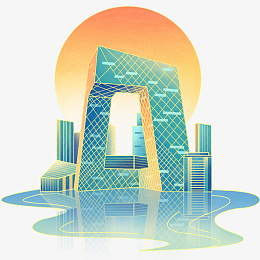 建筑风格插画png免抠素材_新图网 https://ixintu.com 经典建筑 标签画 节日元素 国风插画