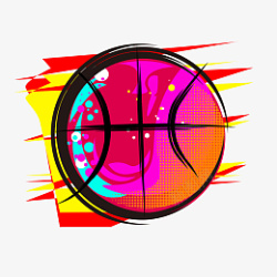 彩色涂鸦篮球素材