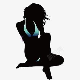 坐着的女人png免抠素材_新图网 https://ixintu.com 人物 内衣 PNG图形 装饰 矢量图 黑色