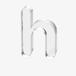 立体水晶透明字母h素材