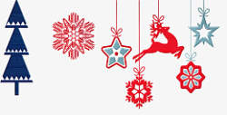 圣诞节装饰雪花树星星素材