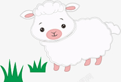 可爱动物吃饭可爱的小羊羔在吃草高清图片