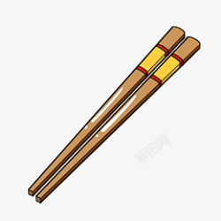卦手绘木质筷子插画卦高清图片