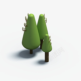 C4D树木三棵树png免抠素材_新图网 https://ixintu.com C4D 树木 植物 3D 立体模型