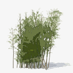 绿色的手绘竹林素材