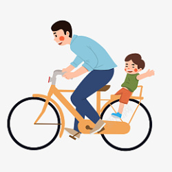 骑自行车载小孩素材